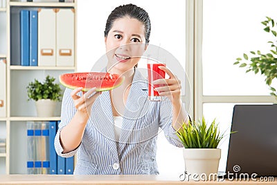 The sweet sensation of success just like have fresh watermelon Stock Photo