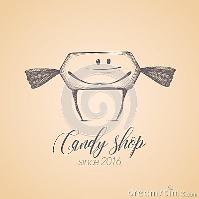Sweet shop, candy store confectionery vector logo, icon Vector Illustration