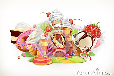 Sweet shop. Confectionery and desserts, vector illustration Vector Illustration