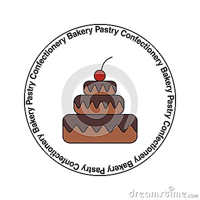 Sweet shop, pastry, confectionery, bakery, homemade cake vector logo, emblem, sticker Vector Illustration