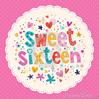 Sweet Sixteen card Vector Illustration