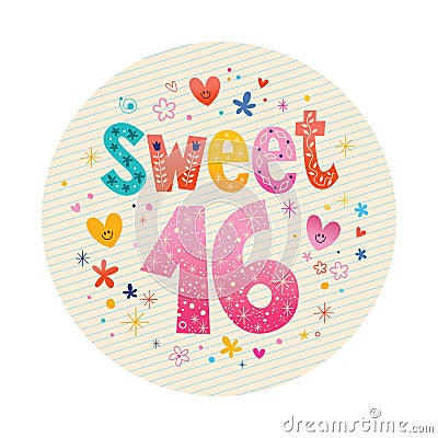 Sweet Sixteen Vector Illustration