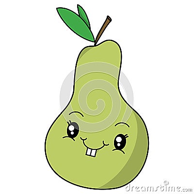 Sweet smiling pear doodle vector graphic for kids and clothes` print Vector Illustration