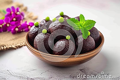 Sweet sophistication Kala Jamun, a distinctive Indian sweet sensation Stock Photo