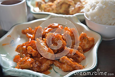 Sweet and sour pork dish Stock Photo