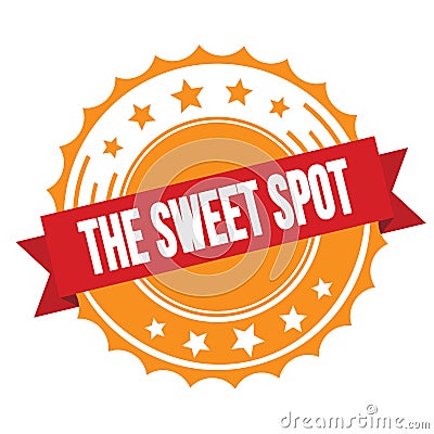 THE SWEET SPOT text on red orange ribbon stamp Stock Photo