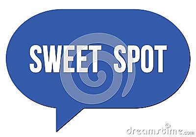 SWEET SPOT text written in a blue speech bubble Stock Photo