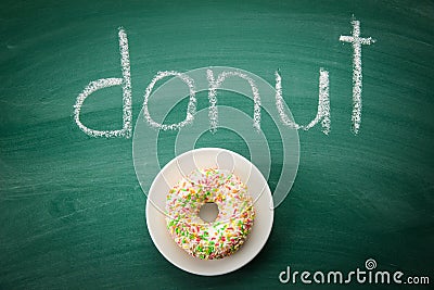 Sweet sprinkled donut. Stock Photo