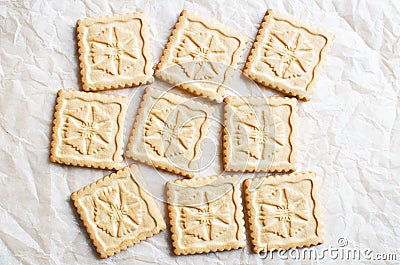 Sweet square cookies background Stock Photo