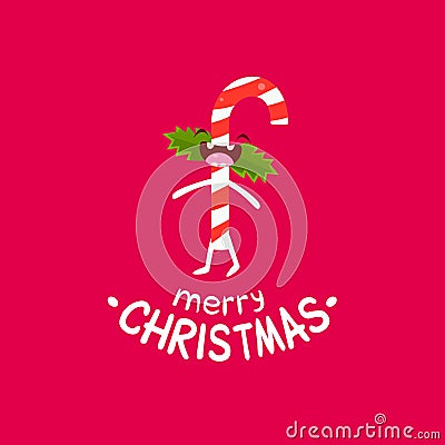 Sweet stick Vector Cheerful Christmas card Vector Illustration