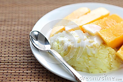 Sweet Sticky Rice With mango Stock Photo