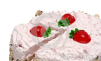 Sweet strawberry cake with cream Stock Photo