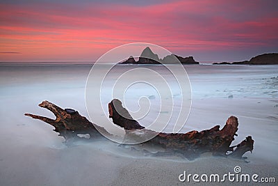 Sweet sunset on Saturraran beach Stock Photo