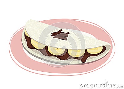 Sweet tapioca recipe with banana and chocolate Vector Illustration