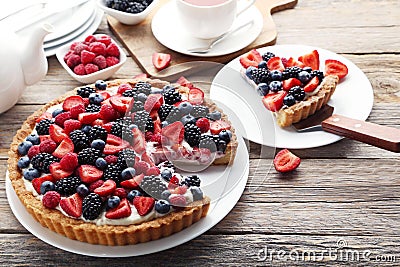 Sweet tart with berries Stock Photo