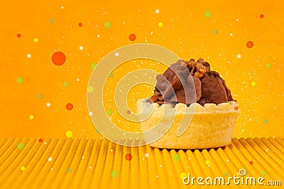 Sweet tasty cakes with colorful background and bokeh light Stock Photo