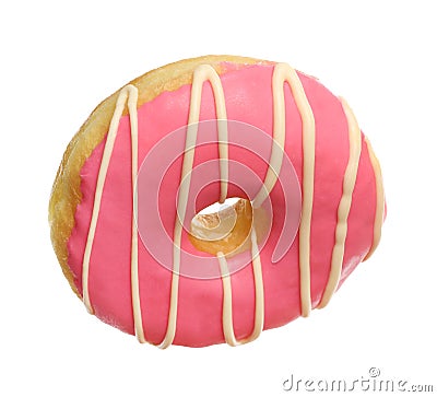 Sweet tasty glazed donut isolated on white Stock Photo