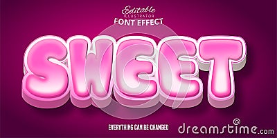Sweet text, 3d editable font effect Vector Illustration