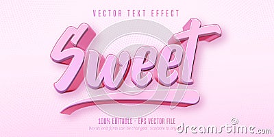 Sweet text, game style editable text effect Vector Illustration