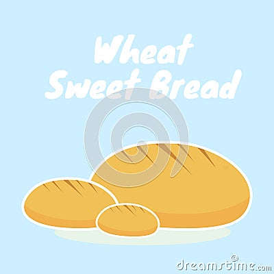 sweet toast illustration on blue background Vector Illustration