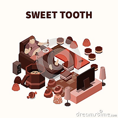 Sweet Tooth Isomeric Illustration Cartoon Illustration