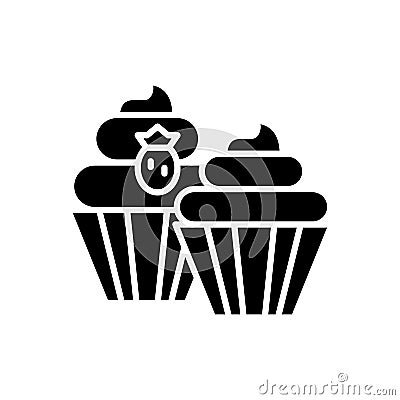 Sweet treats black icon concept. Sweet treats flat vector symbol, sign, illustration. Vector Illustration