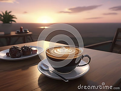 Sweet Treats and Coffee: Laid Out on the Table for Indulgence Stock Photo