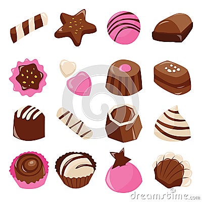 Sweet Valentine Chocolate Set Vector Illustration