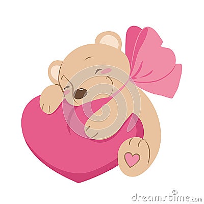 Sweet vector Teddy bear with heart Vector Illustration