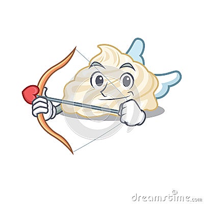 Sweet whipped cream Cupid cartoon design with arrow and wings Vector Illustration