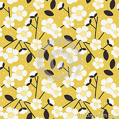 Sweet white flower seamless pattern Vector Illustration