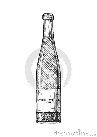 Sweet white wine. Vector Illustration