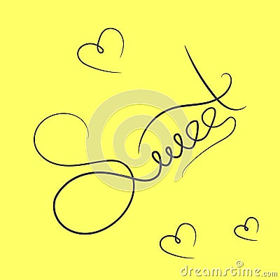 Sweet word hand drawn lettering note design element Vector Illustration