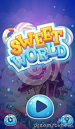 Sweet world mobile GUI boot loading screen for video web games Vector Illustration