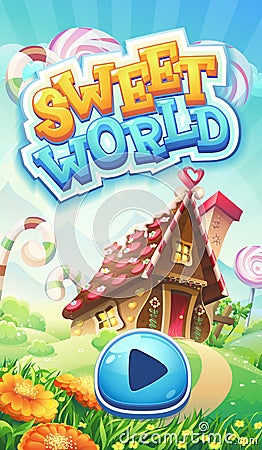 Sweet world mobile GUI pack loading screen Vector Illustration