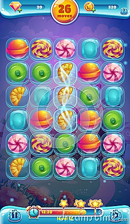 Sweet world mobile GUI playing field Vector Illustration