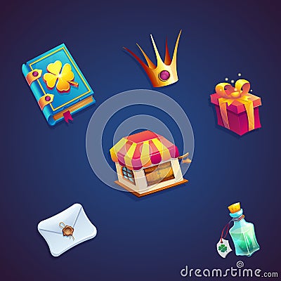 Sweet world mobile GUI set elements video web games Vector Illustration