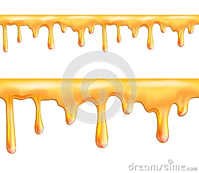 Sweet yellow honey drips seamless patterns Vector Illustration