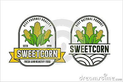 Sweetcorn fresh and healthy food vector design logo Vector Illustration