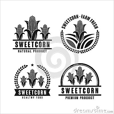 Sweetcorn natural product design logo collection Vector Illustration