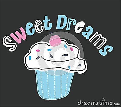 sweetest cup cake print vector art Vector Illustration