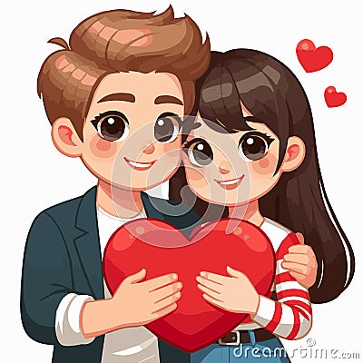 Sweetheart Vector Pair Happy Valentine Cartoon Illustration Vector Illustration