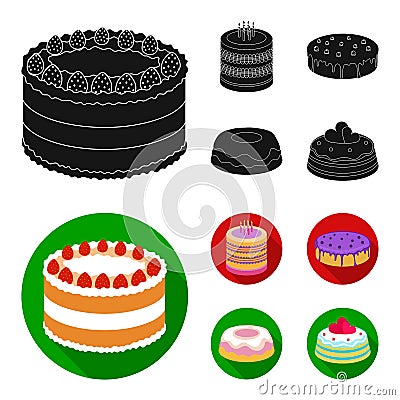 Sweetness, dessert, cream, treacle .Cakes country set collection icons in black, flat style vector symbol stock Vector Illustration