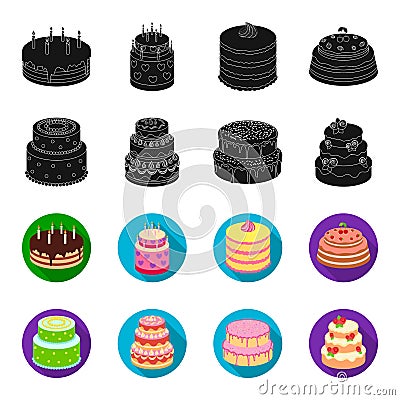 Sweetness, dessert, cream, treacle .Cakes country set collection icons in black,flet style vector symbol stock Vector Illustration