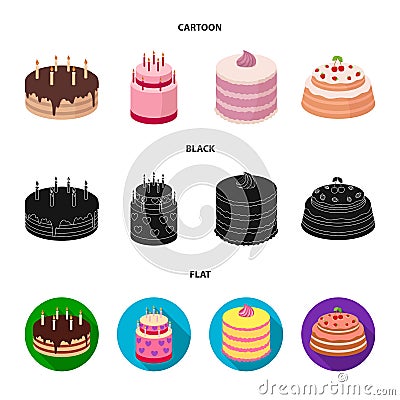 Sweetness, dessert, cream, treacle .Cakes country set collection icons in cartoon,black,flat style vector symbol stock Vector Illustration