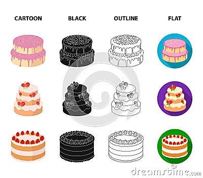 Sweetness, dessert, cream, treacle .Cakes country set collection icons in cartoon,black,outline,flat style vector symbol Vector Illustration