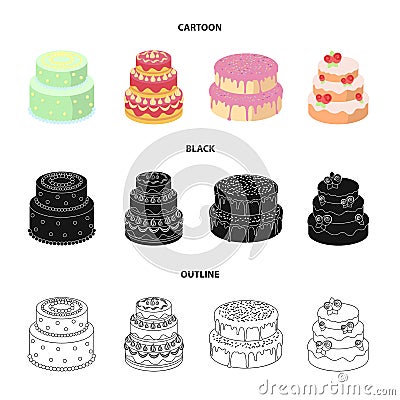 Sweetness, dessert, cream, treacle .Cakes country set collection icons in cartoon,black,outline style vector symbol Vector Illustration