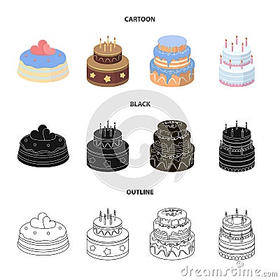 Sweetness, dessert, cream, treacle .Cakes country set collection icons in cartoon,black,outline style vector symbol Vector Illustration