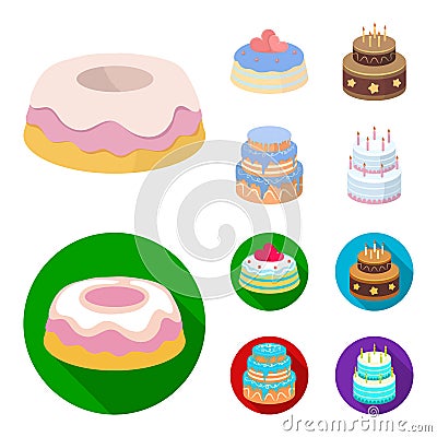 Sweetness, dessert, cream, treacle .Cakes country set collection icons in cartoon,flat style vector symbol stock Vector Illustration