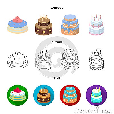 Sweetness, dessert, cream, treacle .Cakes country set collection icons in cartoon,outline,flat style vector symbol stock Vector Illustration